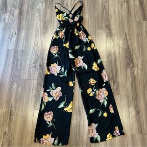 Cefian Floral Black Jumpsuit